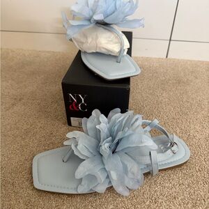 New York & Company Pastel Blue Flora Sandals